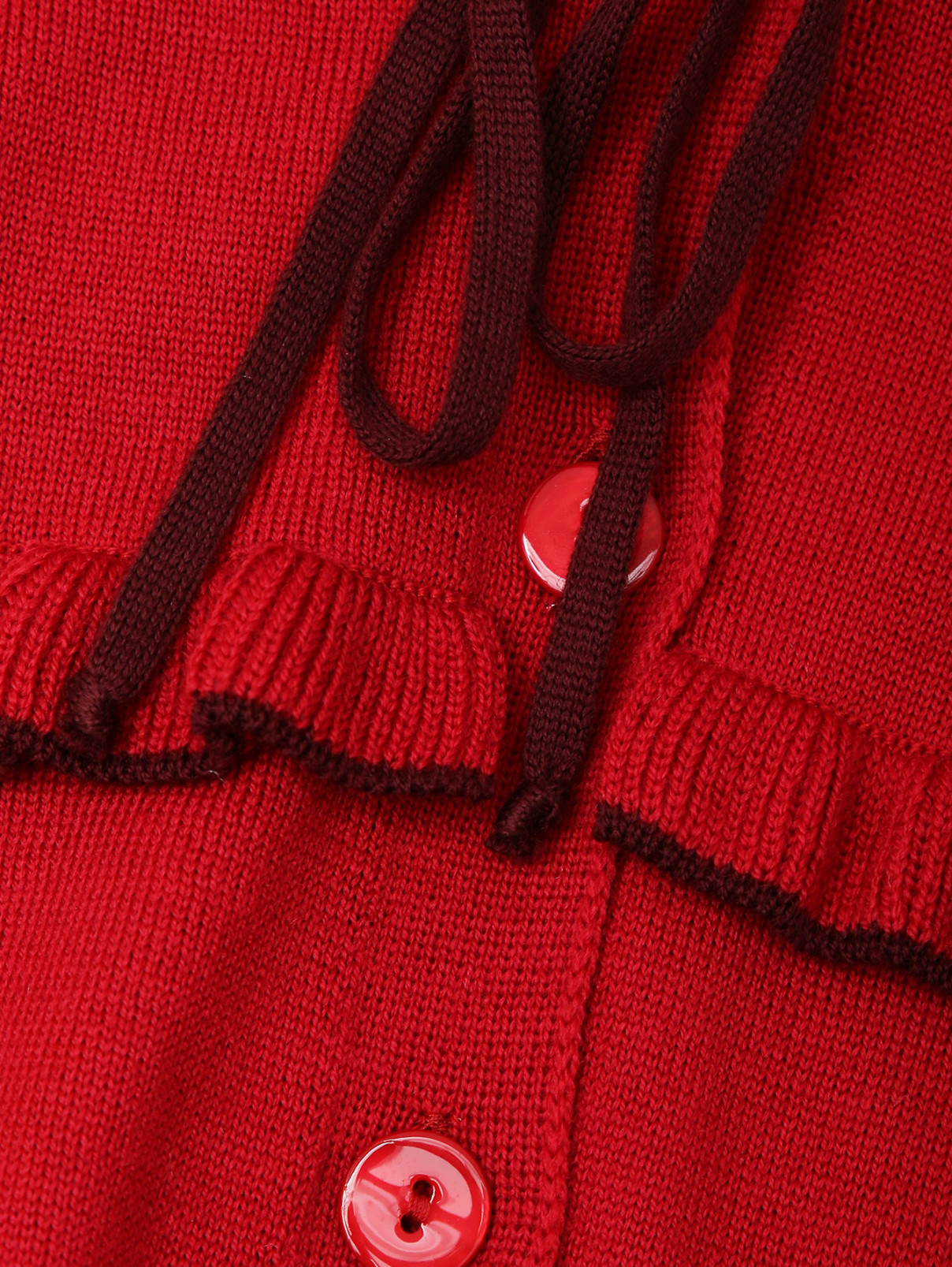 Шерстяной кардиган с оборками MiMiSol  –  Деталь  – Цвет:  Красный