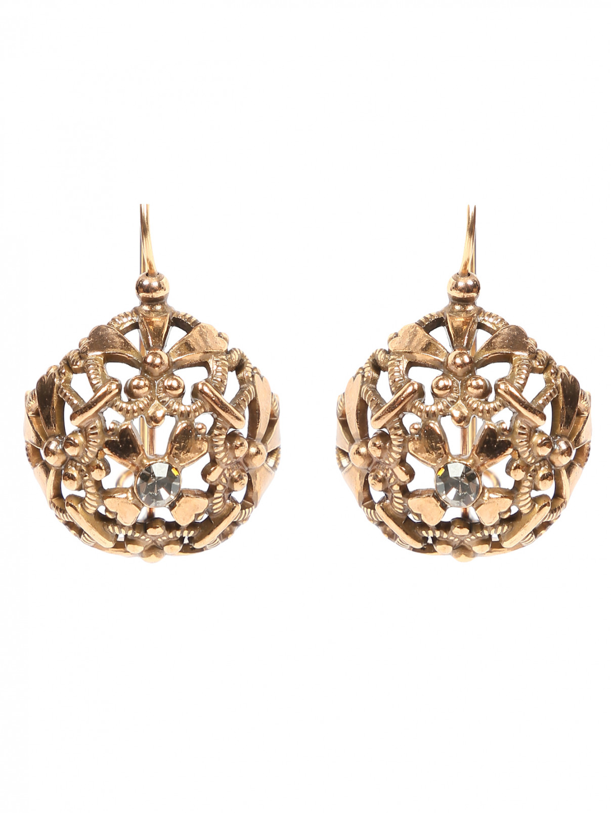 Серьги из металла с кристаллом Dueci Bijoux  –  Общий вид  – Цвет:  Золотой