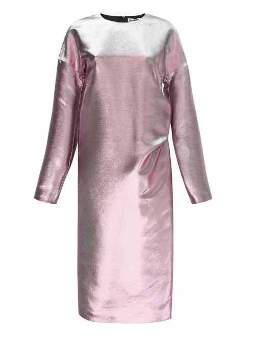 Платье-футляр с драпировкой из ткани с эффектом "металлик" - Общий вид