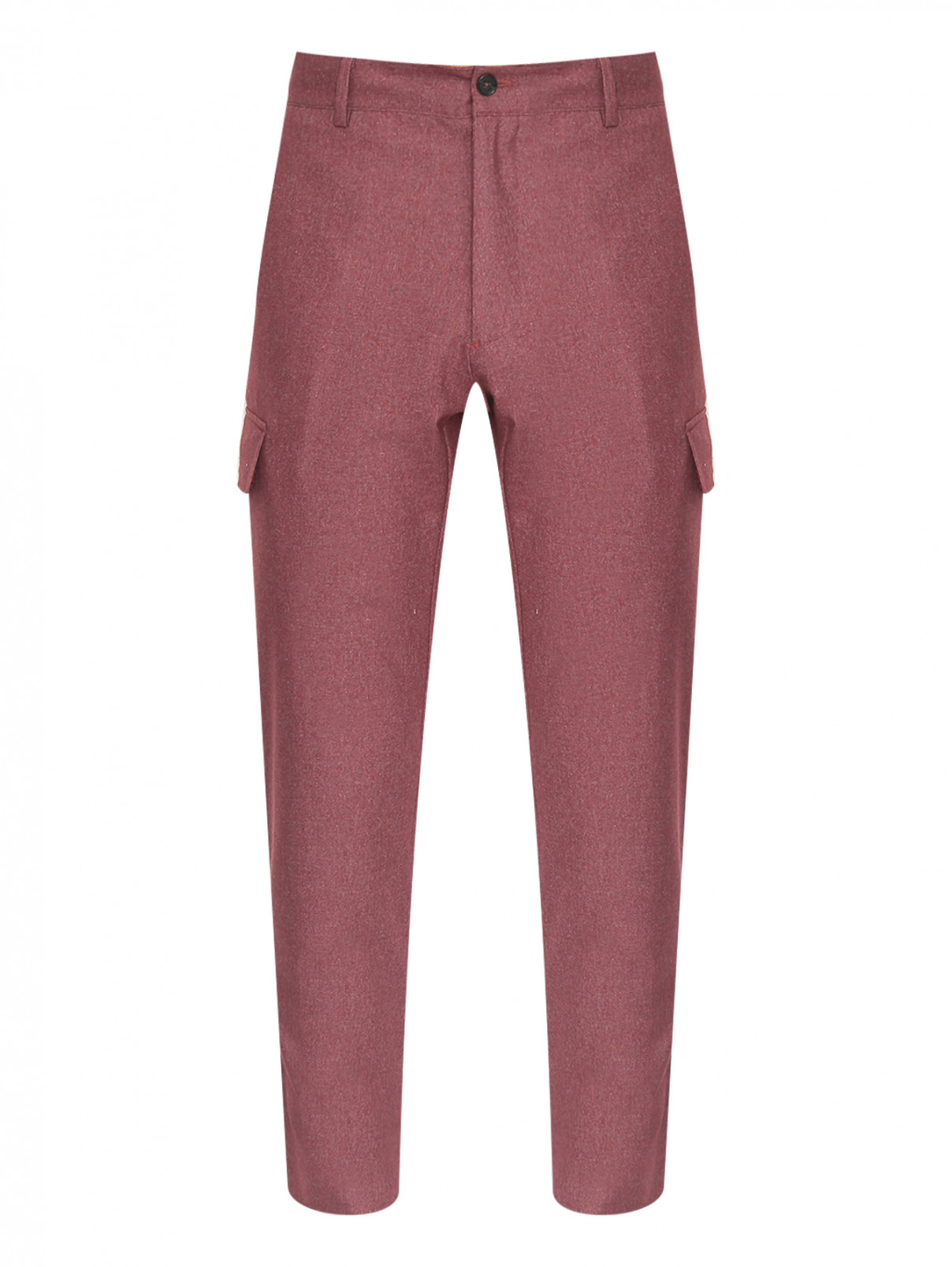 Однотонные брюки с накладными карманами Isaia  –  Общий вид  – Цвет:  Красный