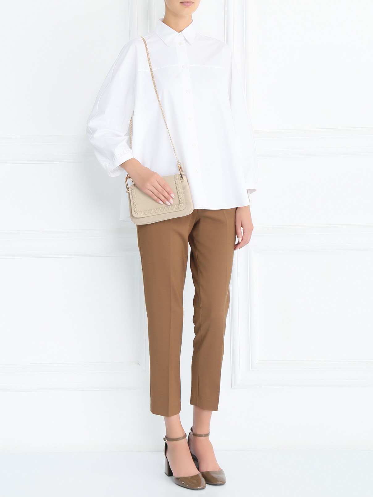 Блуза из хлопка свободного кроя Aspesi  –  Модель Общий вид  – Цвет:  Белый