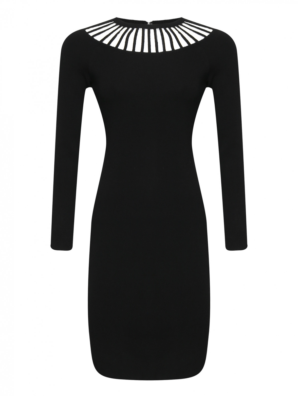 Трикотажное платье с декоративным вырезом BOUTIQUE MOSCHINO  –  Общий вид  – Цвет:  Черный