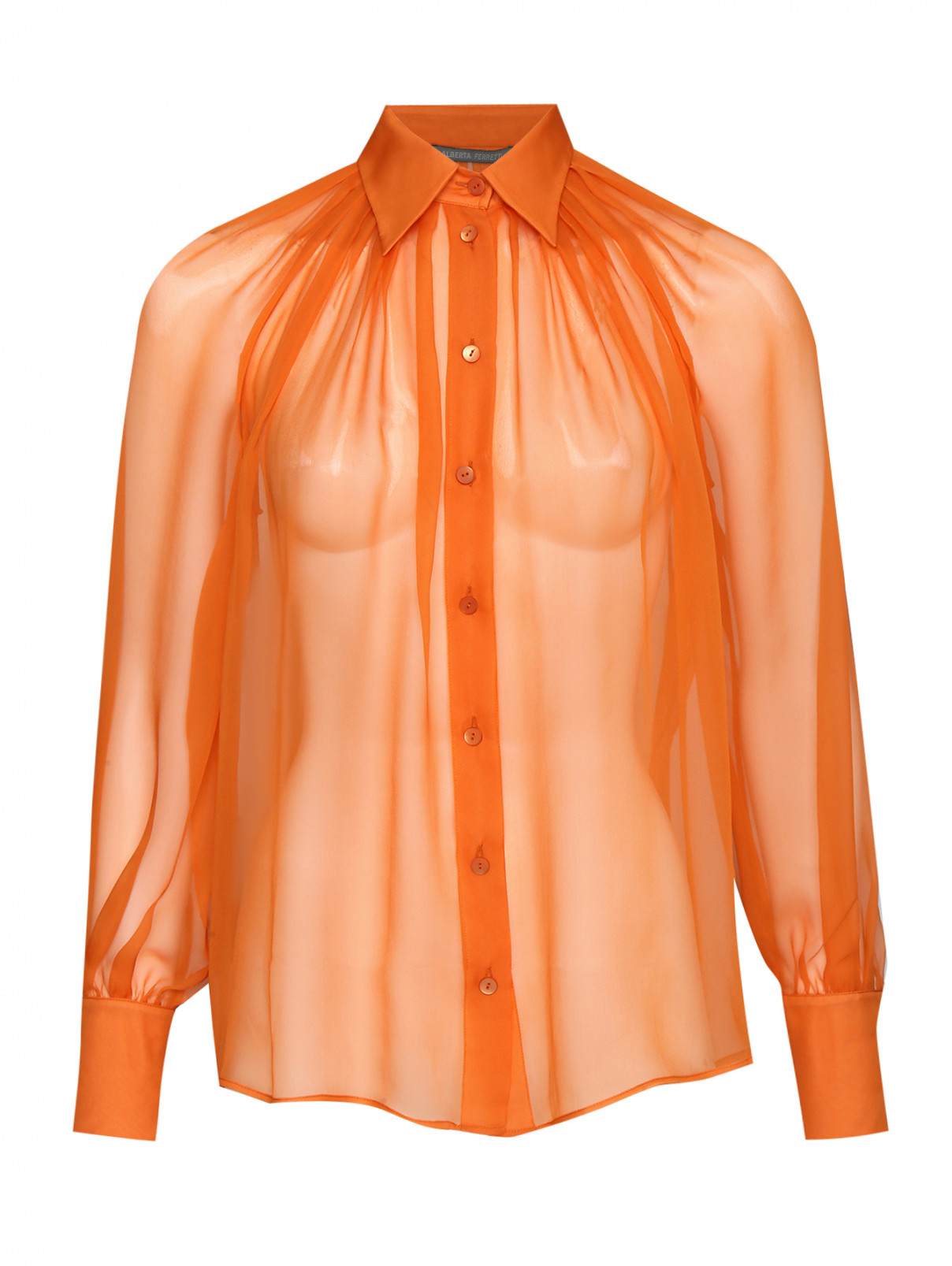 Блуза из шелка свободного кроя Alberta Ferretti  –  Общий вид  – Цвет:  Оранжевый