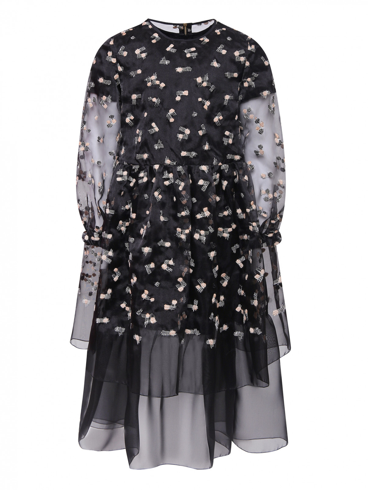 Платье с вышитым узором и подкладом MiMiSol  –  Общий вид  – Цвет:  Черный
