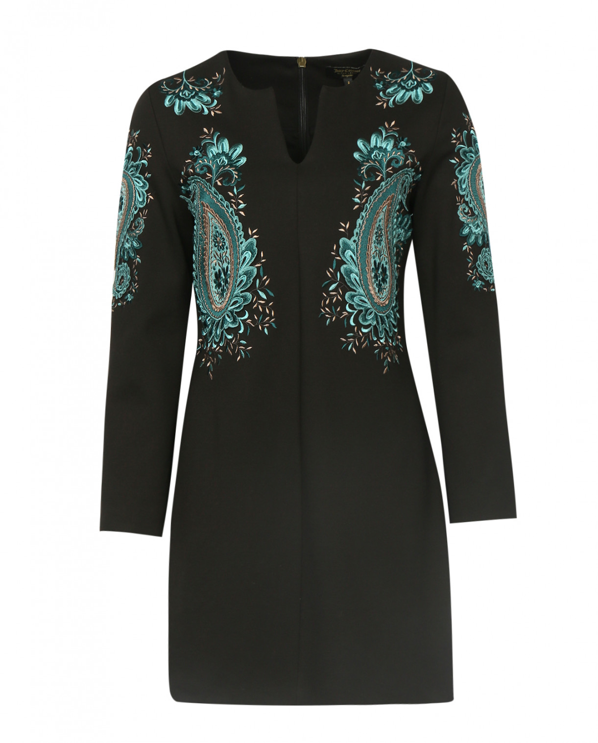 Платье прямого кроя декорированное вышивкой Juicy Couture  –  Общий вид  – Цвет:  Черный