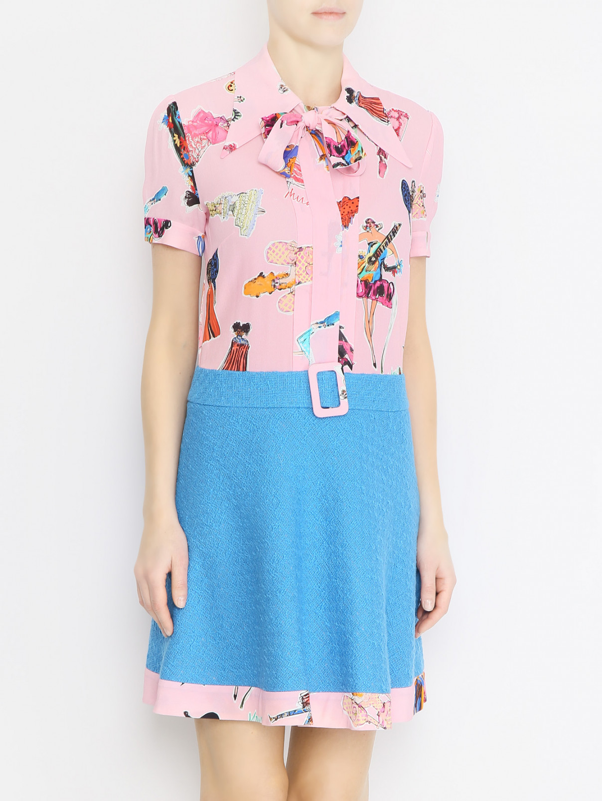 Комбинированное платье с узором Moschino  –  МодельВерхНиз  – Цвет:  Мультиколор