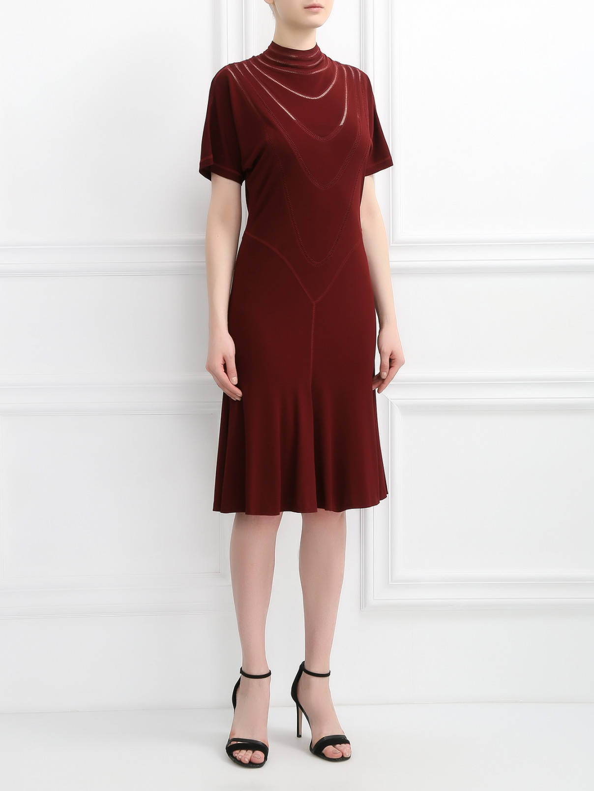 Трикотажное платье декорированное вышивкой Jean Paul Gaultier  –  Модель Общий вид  – Цвет:  Красный