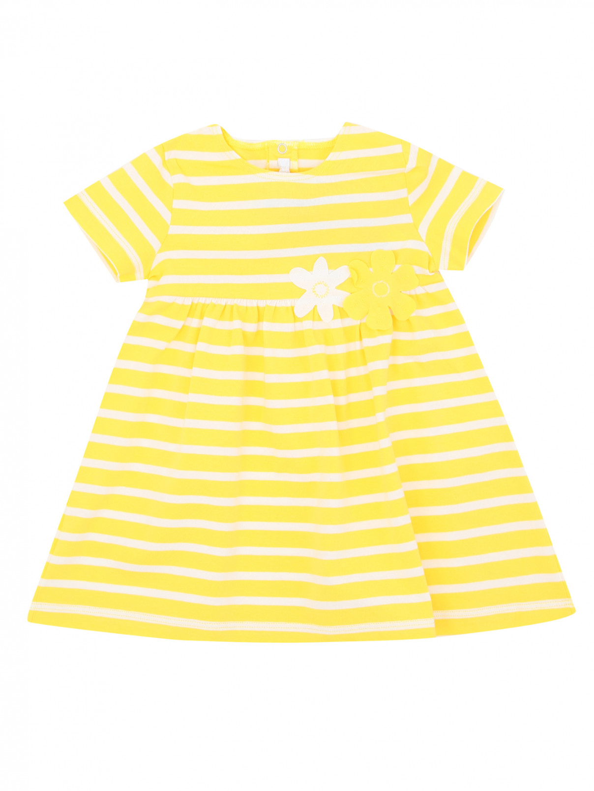 Платье из хлопка с аппликацией Il Gufo  –  Общий вид  – Цвет:  Желтый