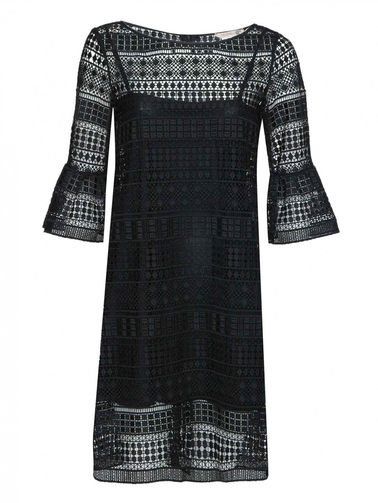 Платье прямого кроя с воланами на рукавах PennyBlack  –  Общий вид  – Цвет:  Черный