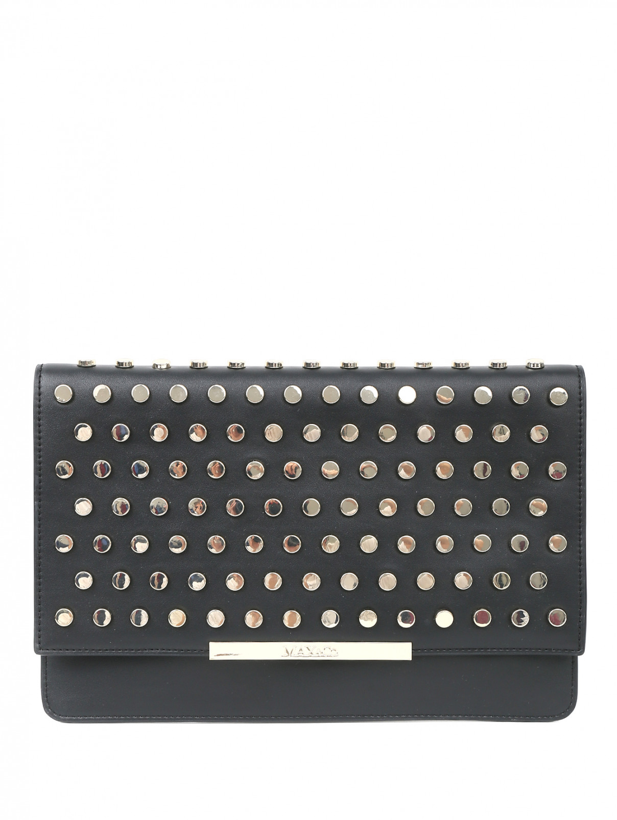 Клатч на цепочке с металлической фурнитурой Max&Co  –  Общий вид  – Цвет:  Черный