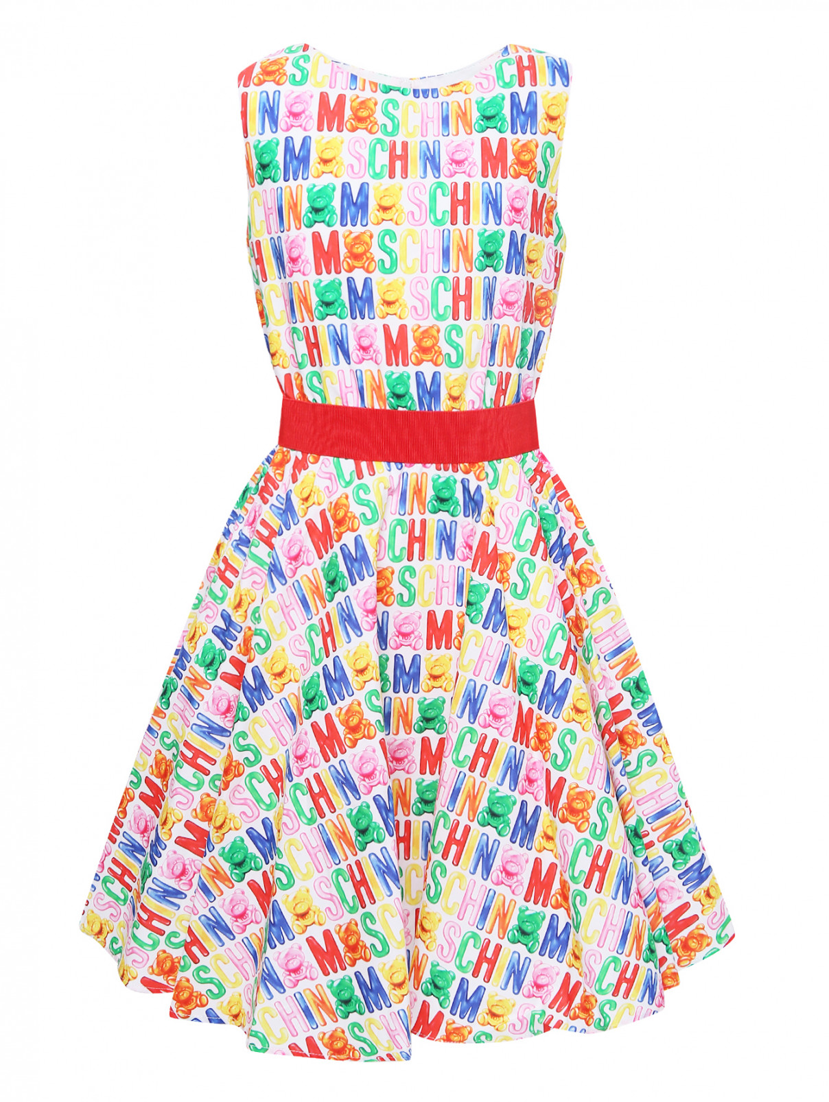 Платье из хлопка с узором Moschino Teen  –  Общий вид  – Цвет:  Мультиколор