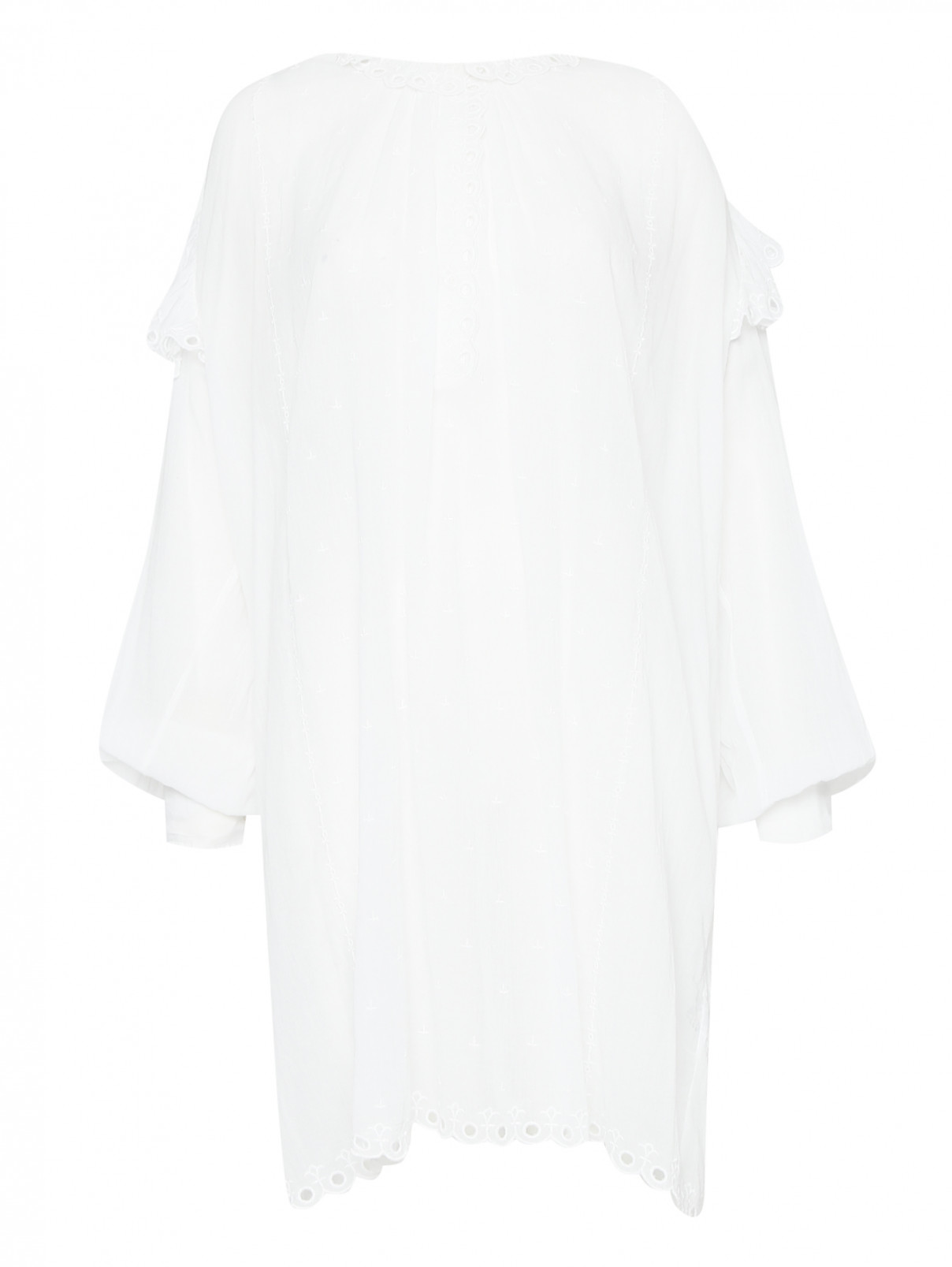 Платье-мини из хлопка свободного кроя Isabel Marant  –  Общий вид  – Цвет:  Белый