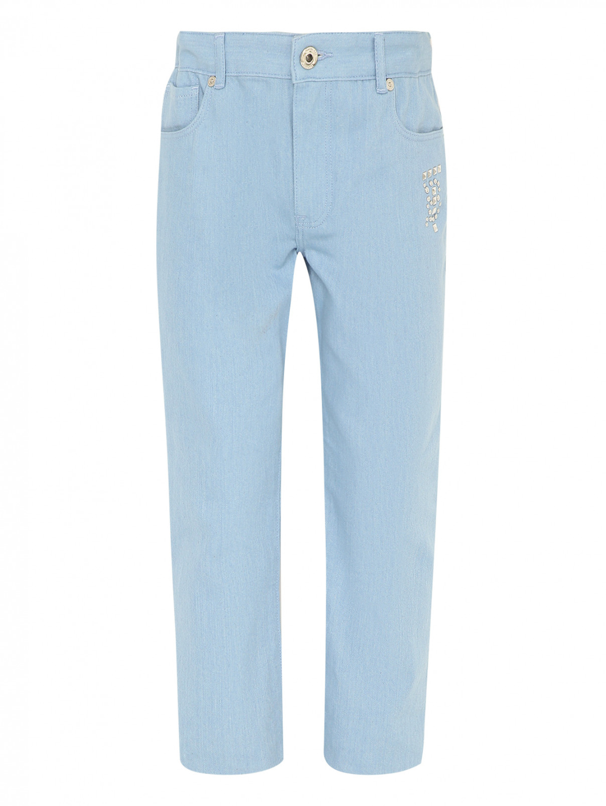 Прямые джинсы с металлическим декором Burberry  –  Общий вид  – Цвет:  Синий