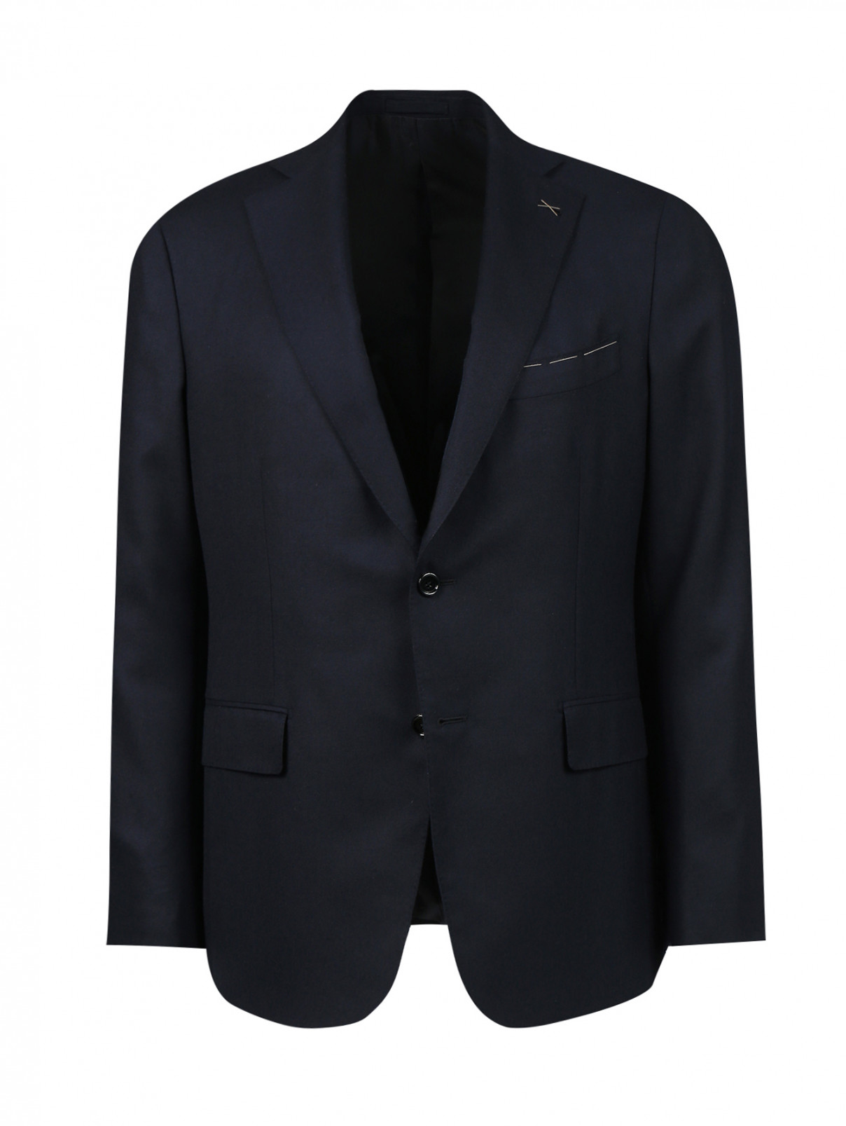 Пиджак однобортный из кашемира LARDINI  –  Общий вид  – Цвет:  Синий