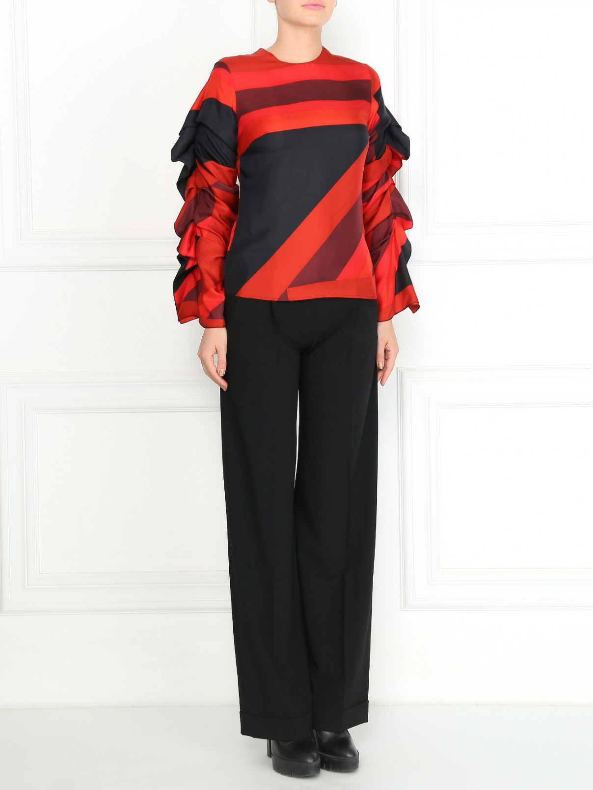 Блуза из шелка с узором Paul Smith  –  Модель Общий вид  – Цвет:  Красный