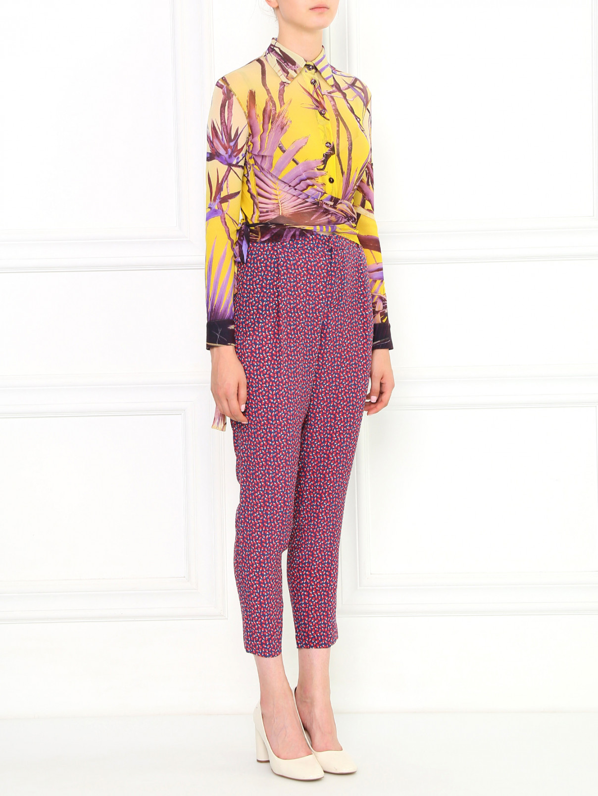 Укороченная блуза с абстрактным узором Jean Paul Gaultier  –  Модель Общий вид  – Цвет:  Узор