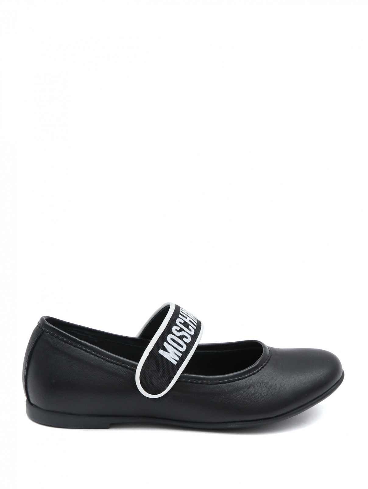 Кожаные туфли на липучке Moschino  –  Обтравка1  – Цвет:  Черный