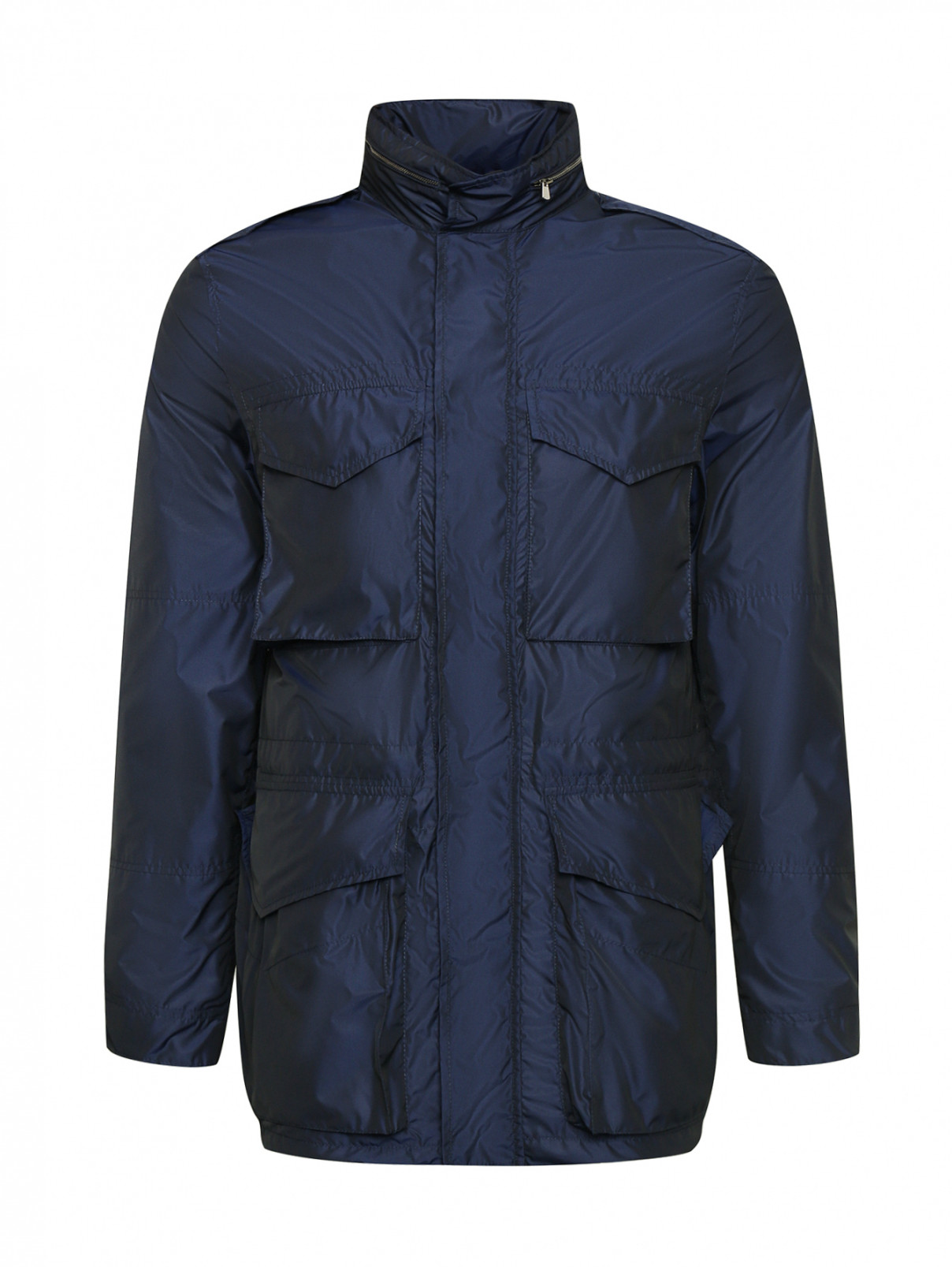 Куртка с накладными карманами Isaia  –  Общий вид  – Цвет:  Синий