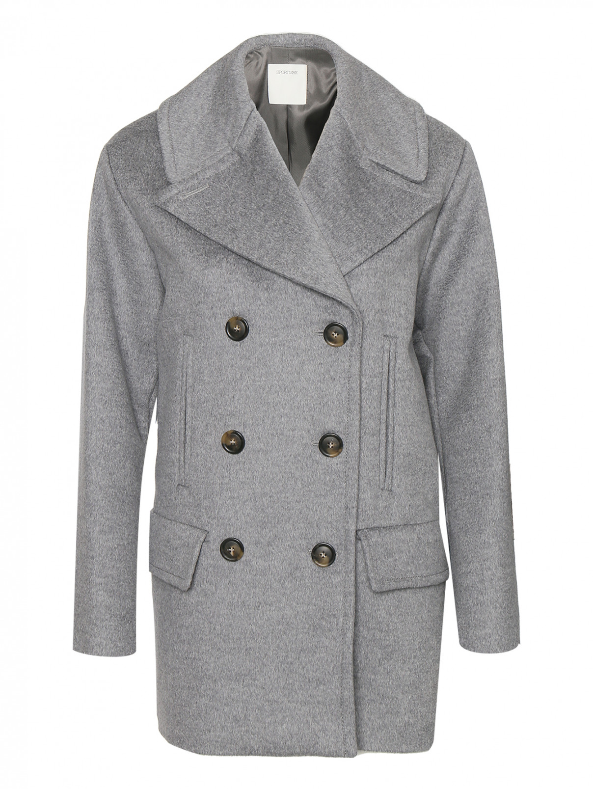 Короткое пальто из шерсти Sportmax  –  Общий вид  – Цвет:  Серый
