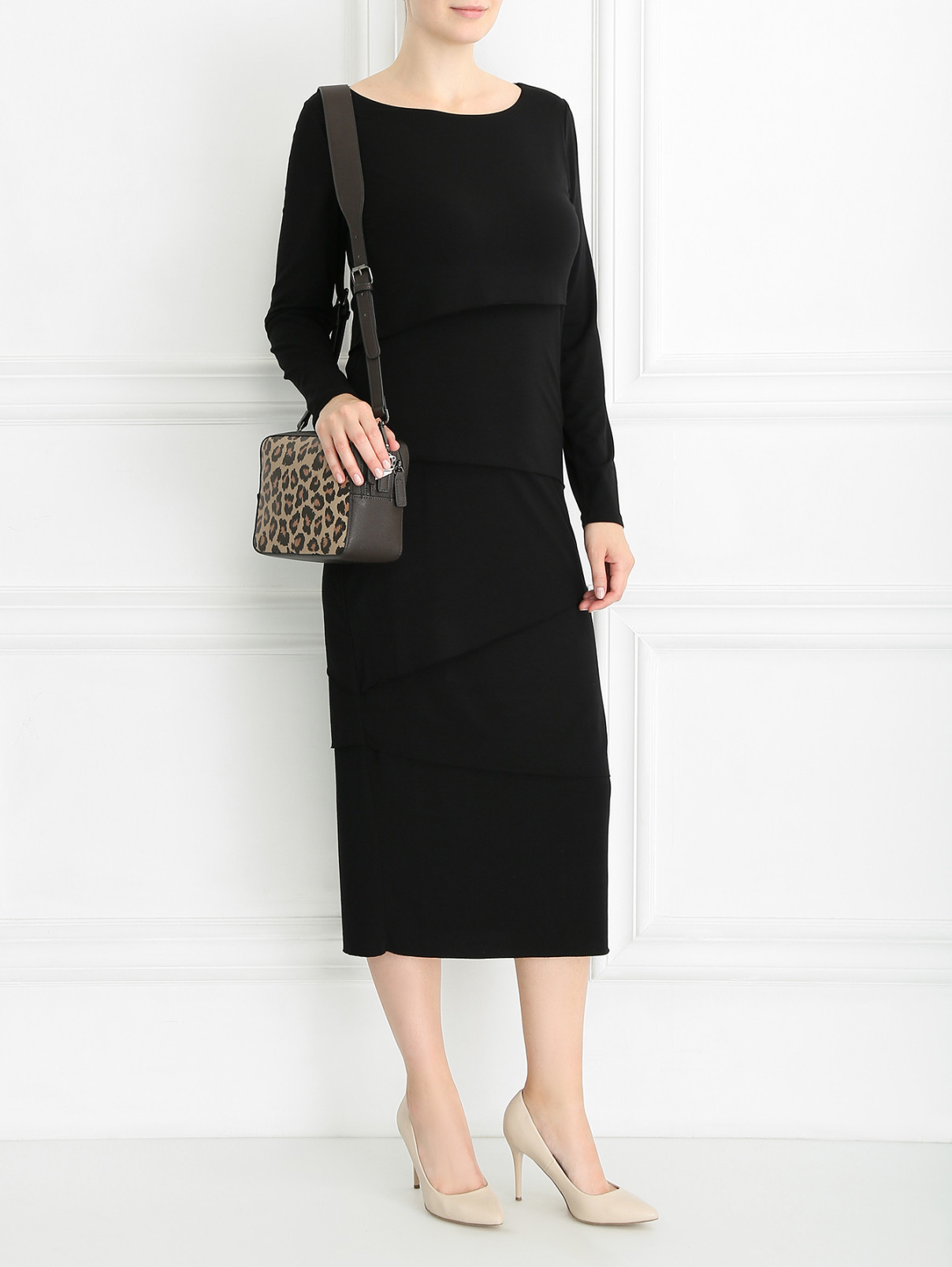 Платье с декоративными элементами Marina Rinaldi  –  Модель Общий вид  – Цвет:  Черный