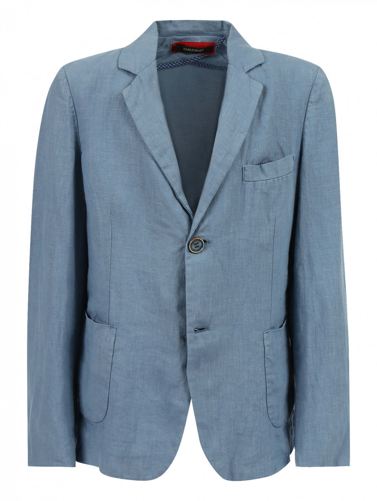 Пиджак из льна с накладными карманами Tagliatore  –  Общий вид  – Цвет:  Синий