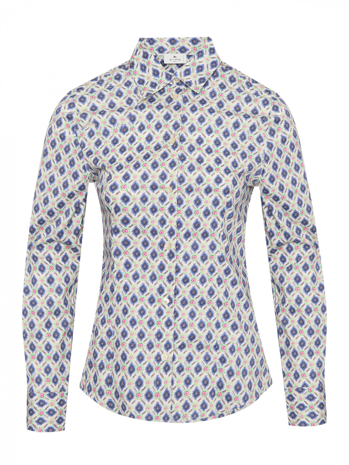 Рубашка приталенного кроя с узором Etro  –  Общий вид  – Цвет:  Серый