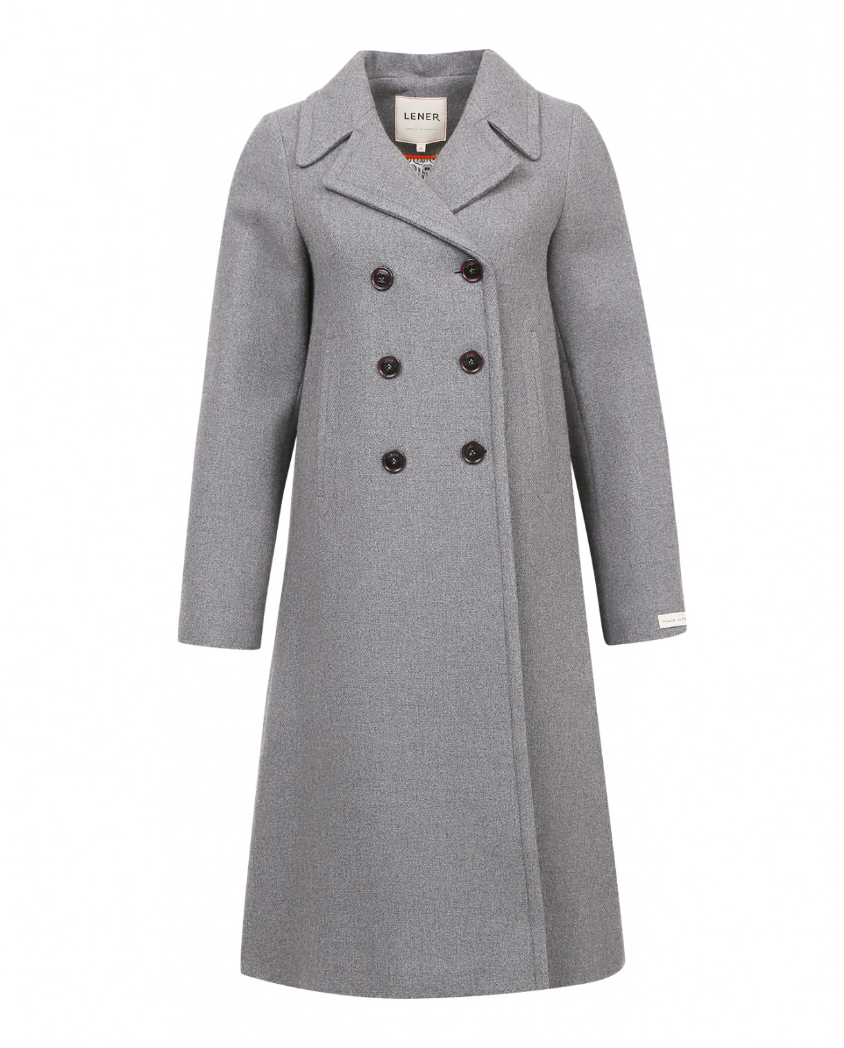 Двубортное пальто из шерсти и полиамида LENER  –  Общий вид  – Цвет:  Серый