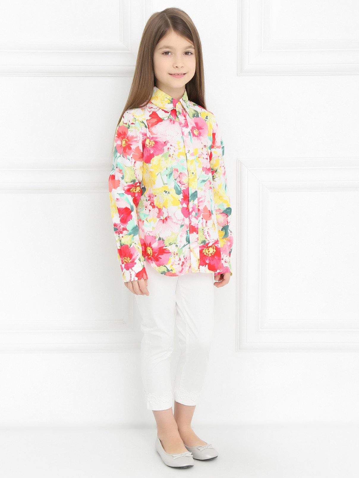 рубашка из хлопка с цветочным узором Ralph Lauren  –  Модель Общий вид  – Цвет:  Розовый