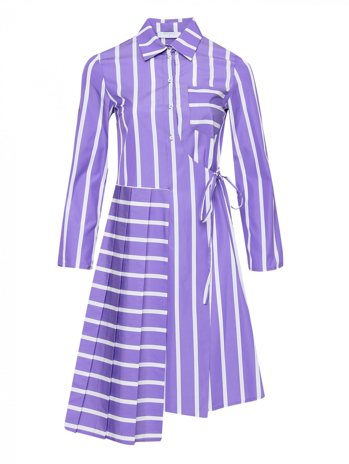 Платье-миди из хлопка с узором полоска Beatrice .b  –  Общий вид  – Цвет:  Фиолетовый