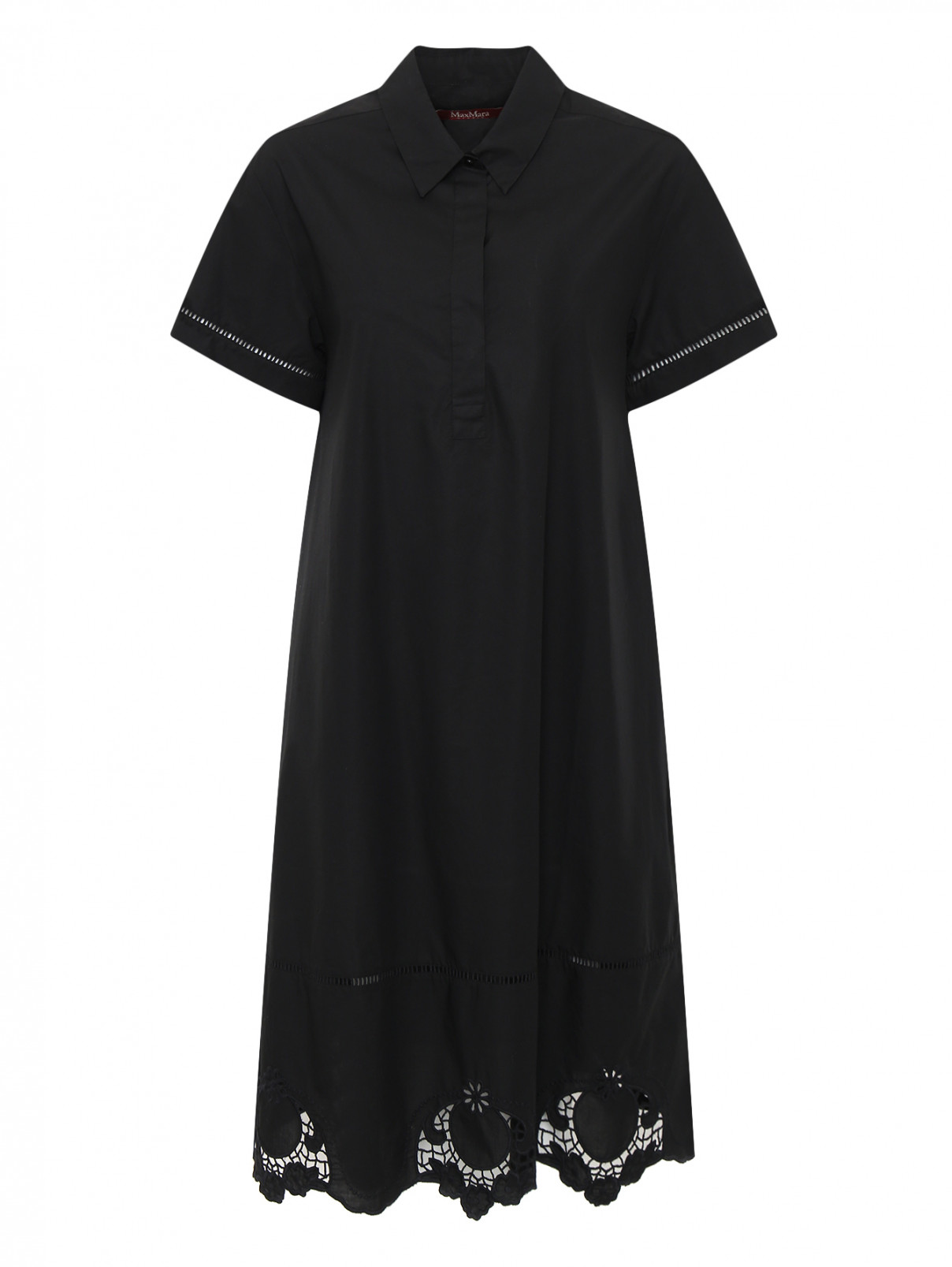 Платье-рубашка из хлопка Max Mara  –  Общий вид  – Цвет:  Черный