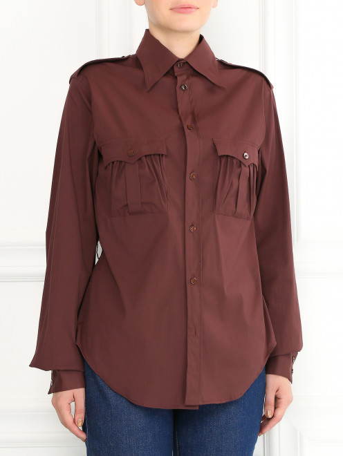Рубашка из хлопка с нагрудными карманами Jean Paul Gaultier - Модель Верх-Низ