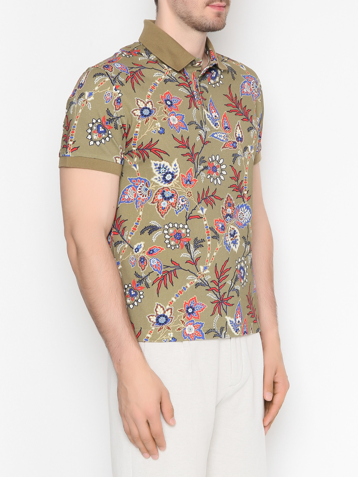 Поло из хлопка с узором пейсли Etro  –  МодельВерхНиз  – Цвет:  Узор