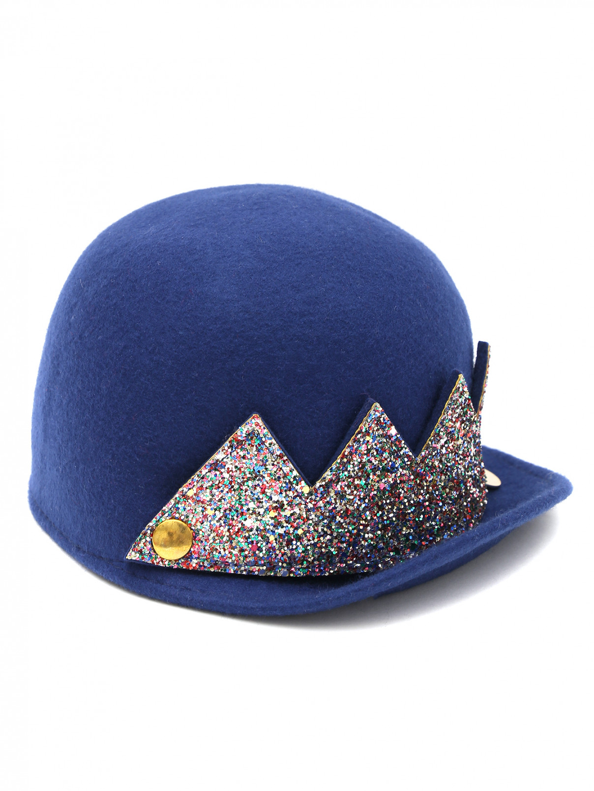 Шляпа фетровая с блестками Sanetta  –  Общий вид  – Цвет:  Синий