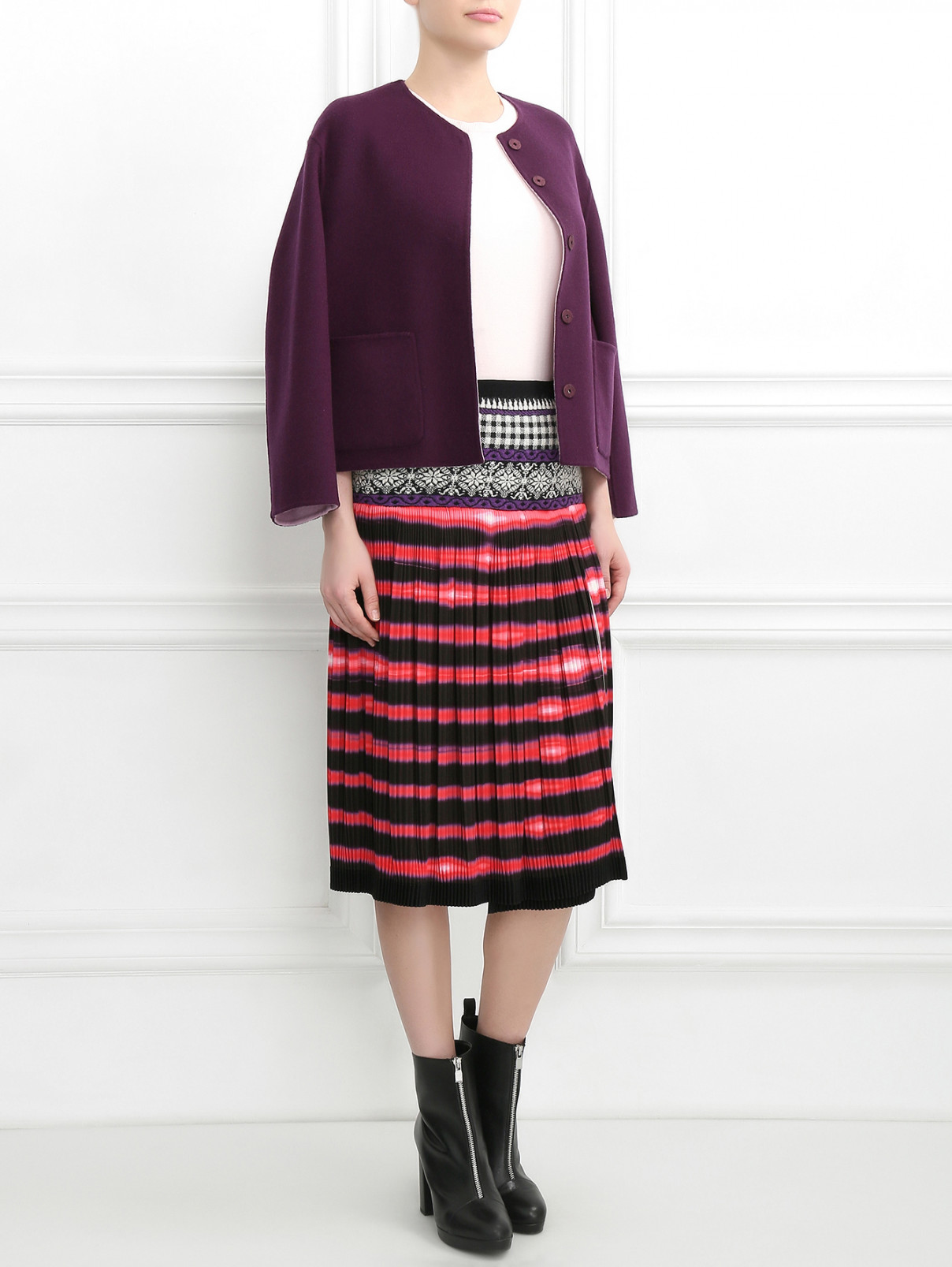 Плиссированная юбка-миди Jean Paul Gaultier  –  Модель Общий вид  – Цвет:  Мультиколор