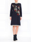 Платье из шерсти с цветочным принтом и контрастной отделкой BOSCO  –  Модель Общий вид