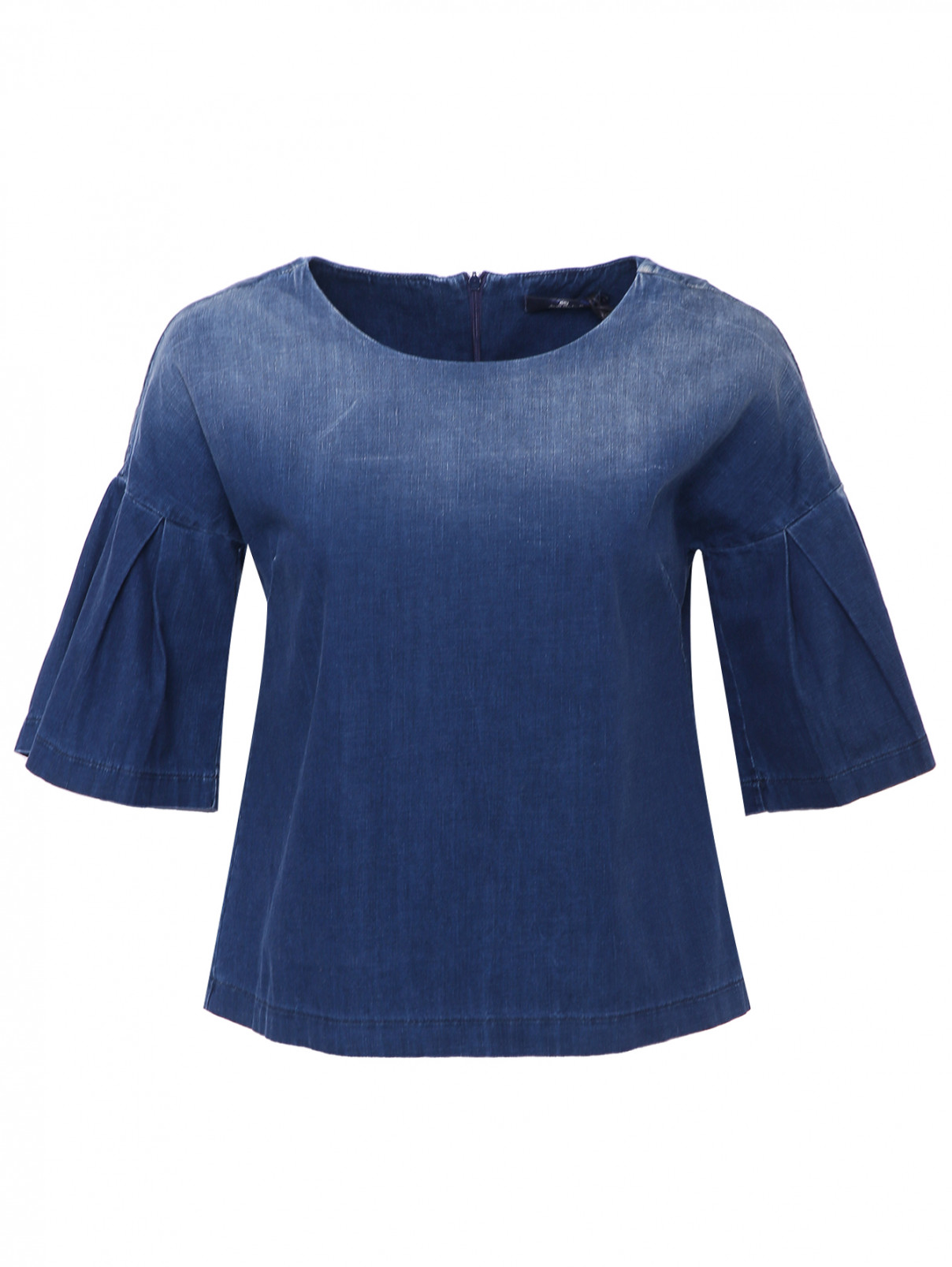 Блуза из денима с расклешенным рукавом 7 For All Mankind  –  Общий вид  – Цвет:  Синий