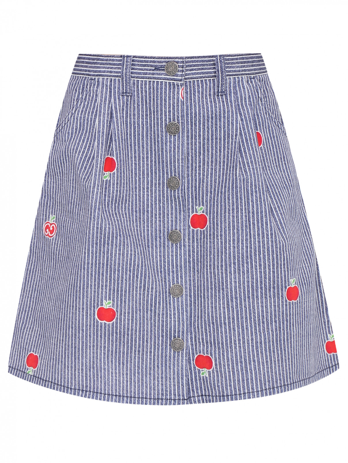 Джинсовая юбка с узором Gucci  –  Общий вид  – Цвет:  Узор