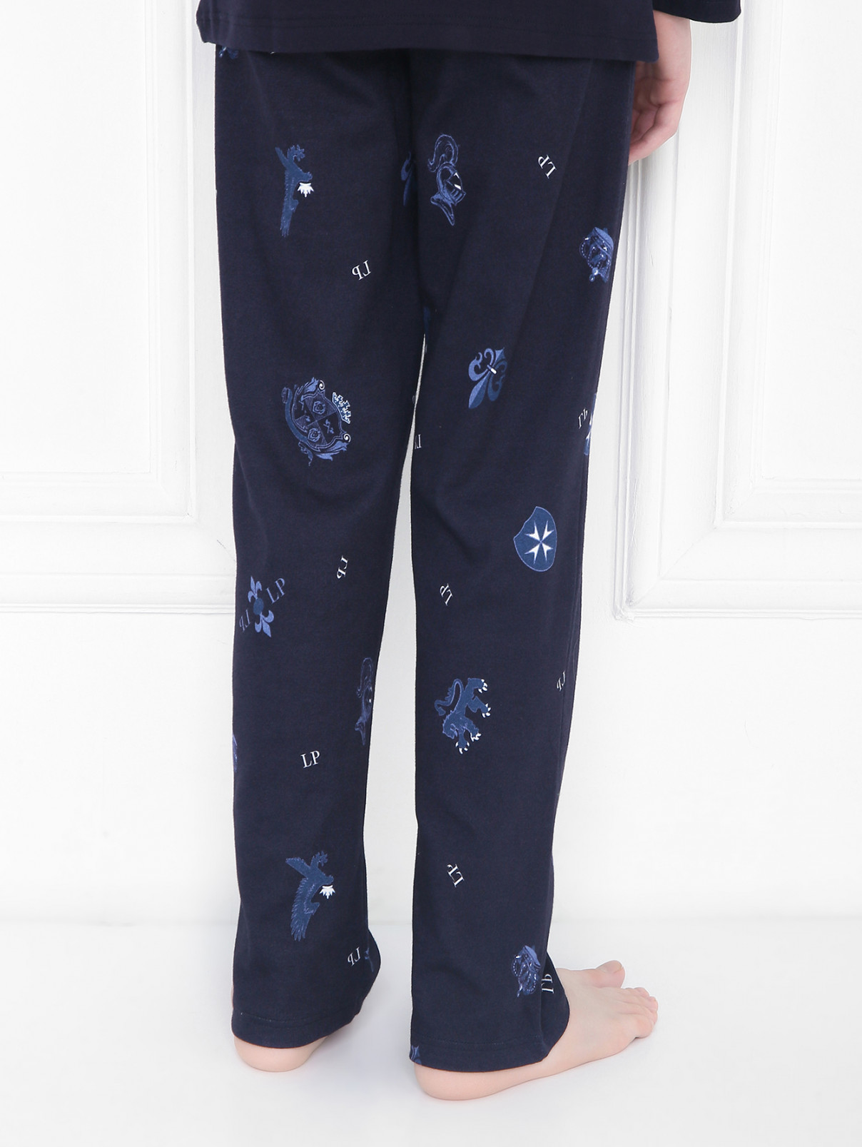Пижама из хлопка с принтом La Perla  –  МодельВерхНиз1  – Цвет:  Синий