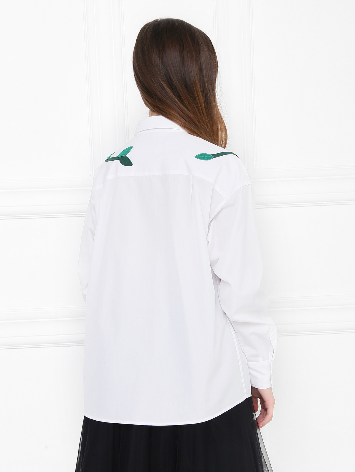 Блуза из хлопка с аппликацией Dolce & Gabbana  –  МодельВерхНиз1  – Цвет:  Белый