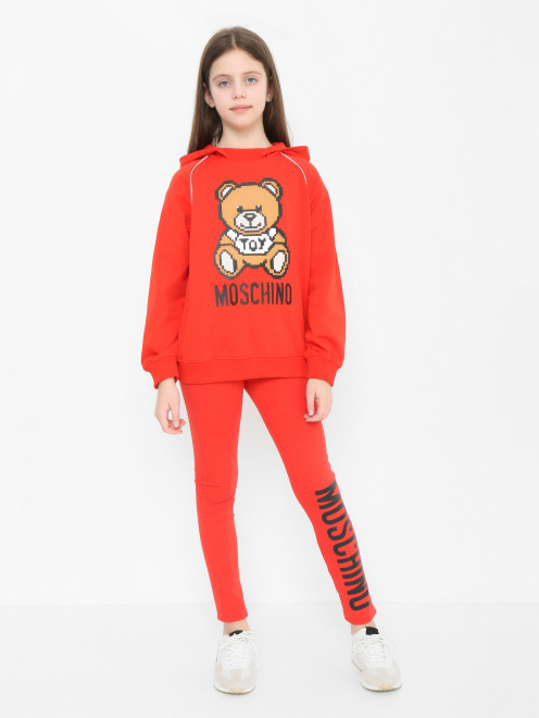 Лосины из хлопка с контрастным принтом Moschino - МодельОбщийВид