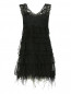 Кружевное платье-мини из шелка с отделкой из перьев Alberta Ferretti  –  Общий вид