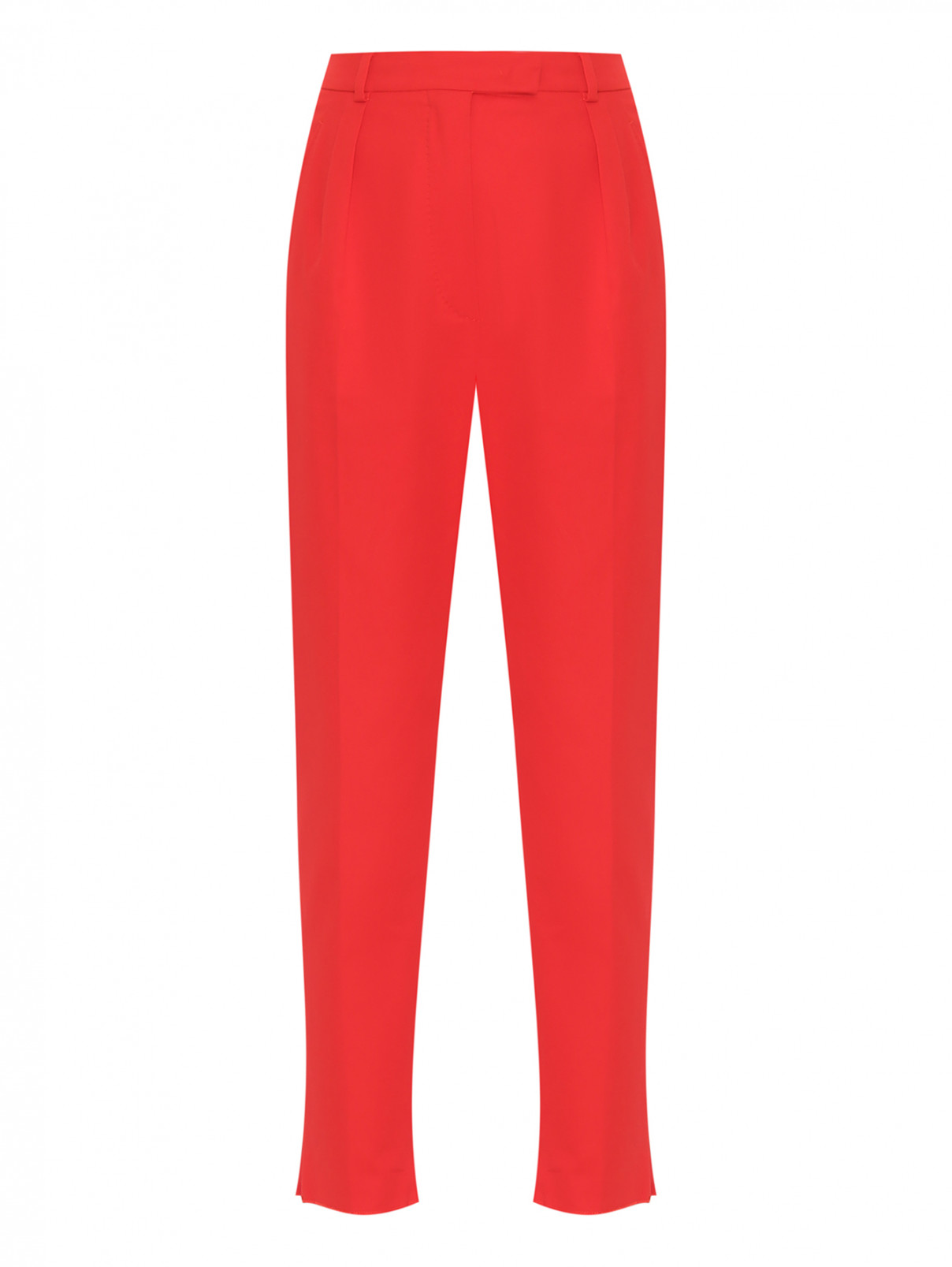 Хлопковые брюки с защипами Max Mara  –  Общий вид  – Цвет:  Красный