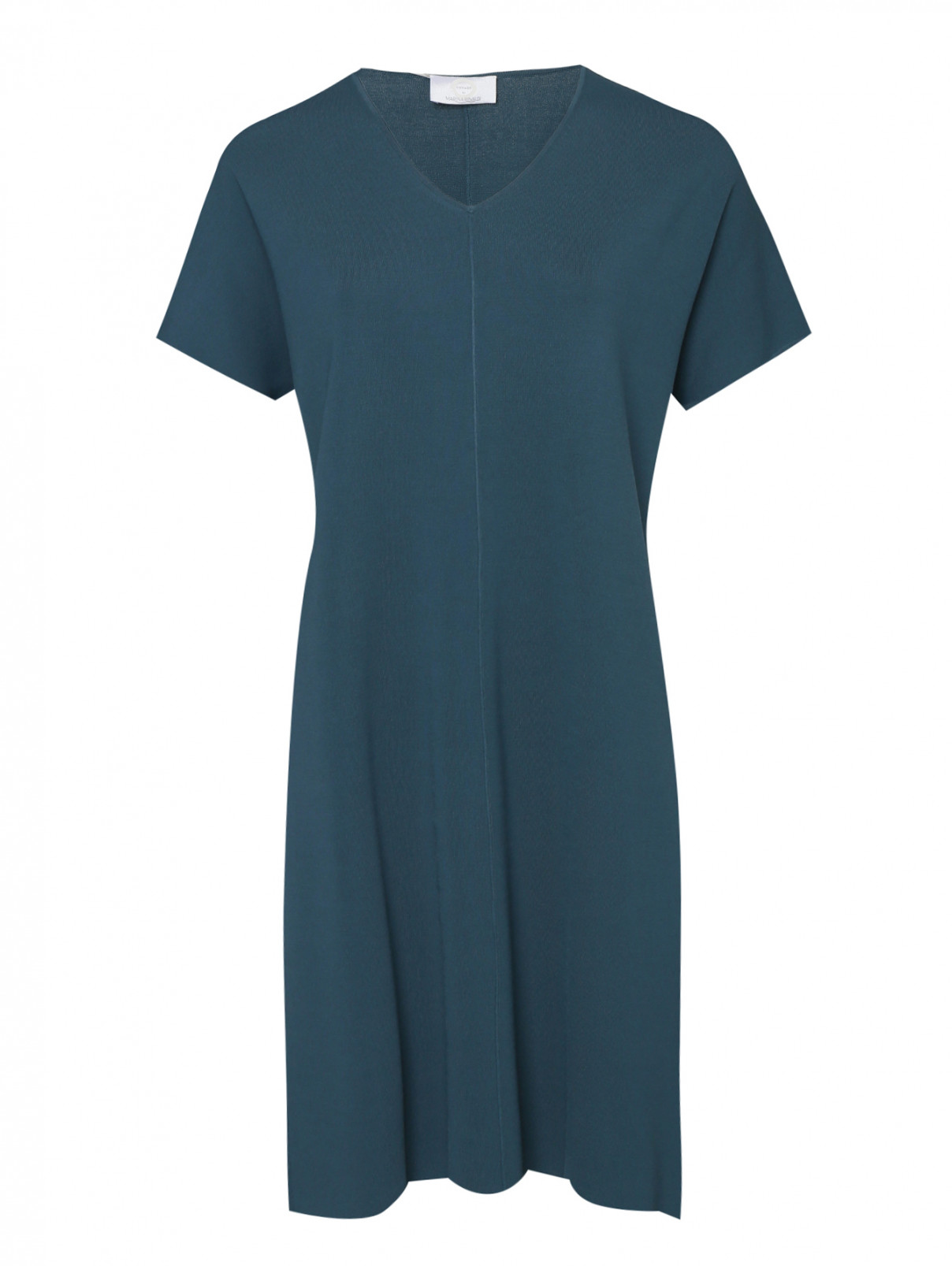 Платье из вискозы с V-образным вырезом Marina Rinaldi  –  Общий вид  – Цвет:  Зеленый