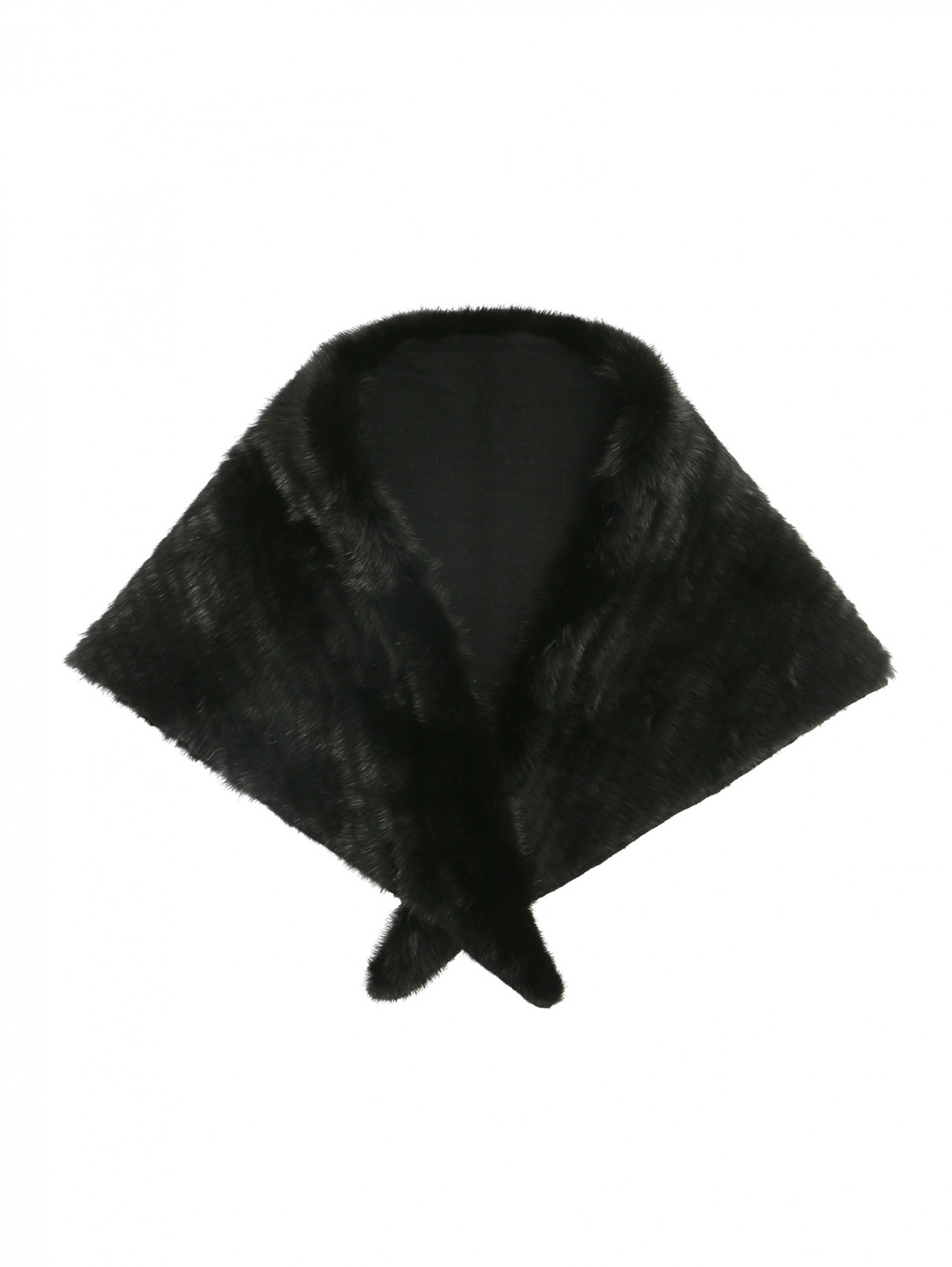 Платок из меха норки Ermanno Scervino  –  Общий вид  – Цвет:  Черный