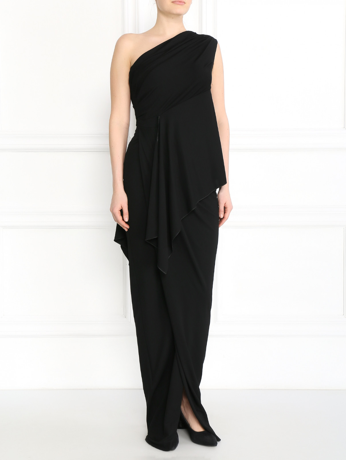 Платье-макси с драпировкой Max Mara  –  Модель Общий вид  – Цвет:  Черный