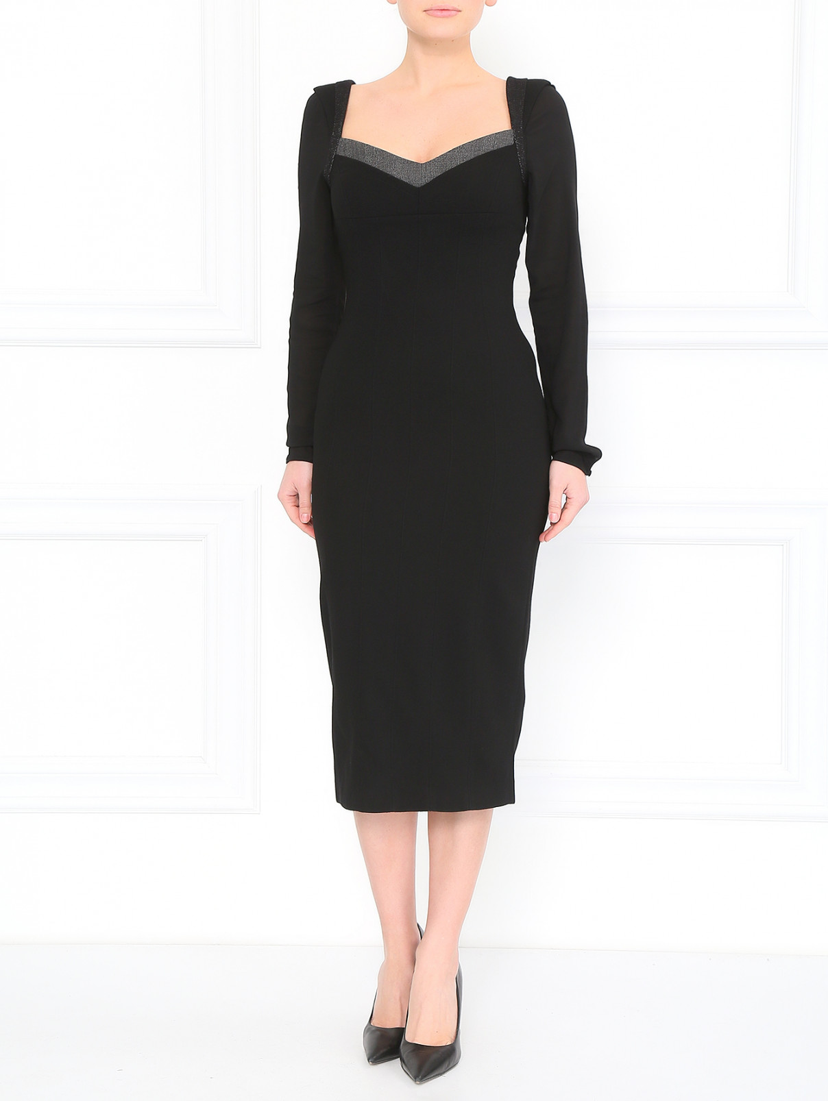 Платье-футляр с рукавами на пуговицах Antonio Marras  –  Модель Общий вид  – Цвет:  Черный