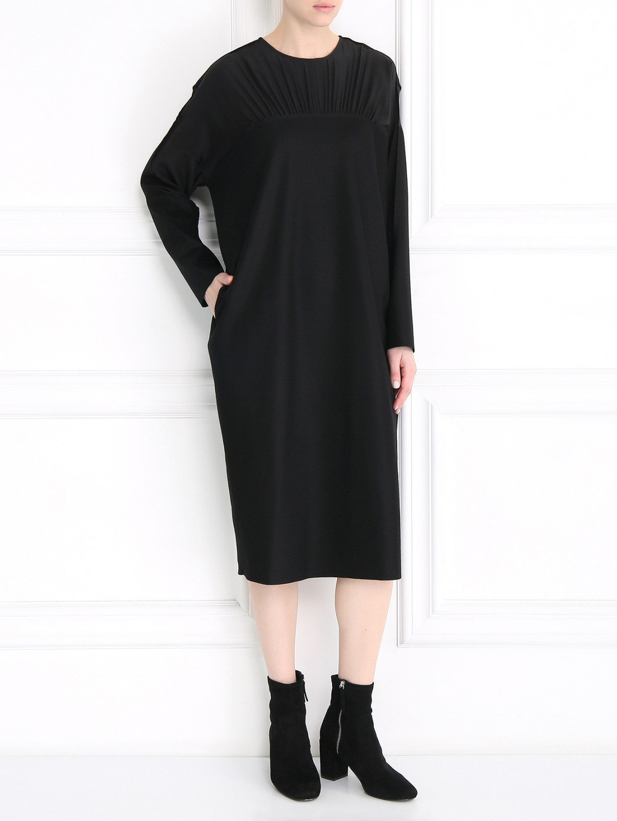 Платье из шерсти Jil Sander  –  Модель Общий вид  – Цвет:  Серый