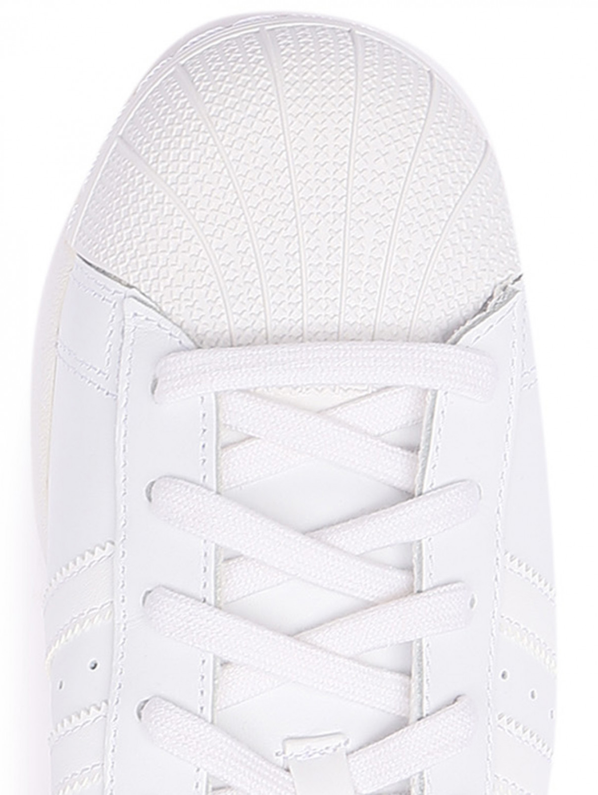Комбинированные кеды из кожи с логотипом Adidas Originals  –  Обтравка3  – Цвет:  Белый