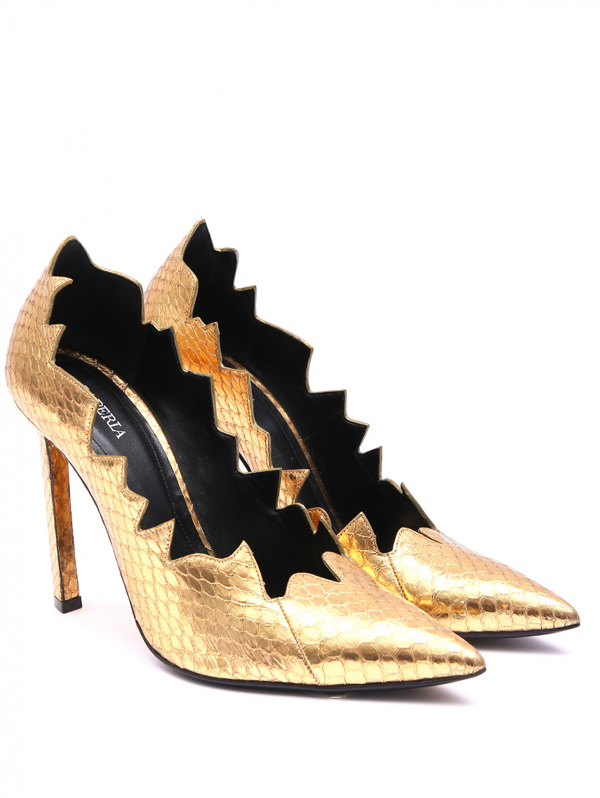 Туфли из кожи с фигурным вырезом La Perla  –  Общий вид  – Цвет:  Золотой