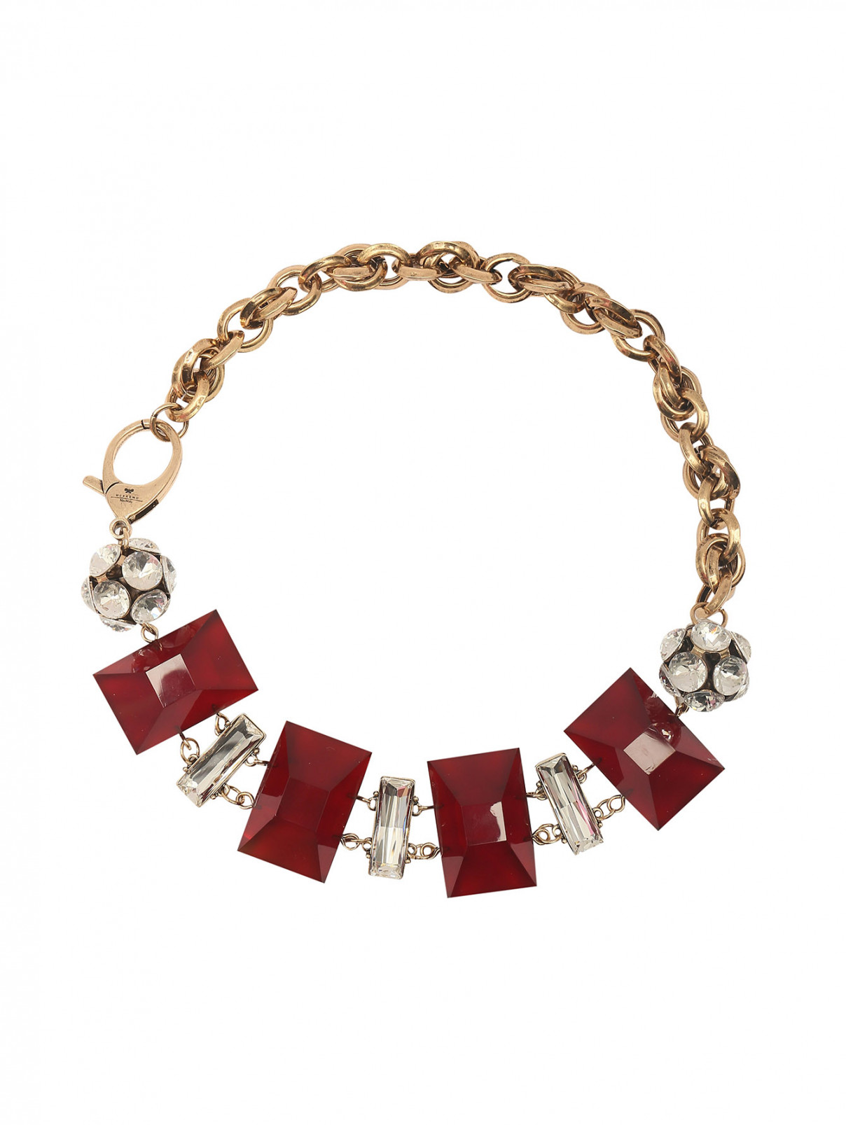 Ожерелье из полиэфирной смолы с кристаллами Weekend Max Mara  –  Общий вид  – Цвет:  Красный